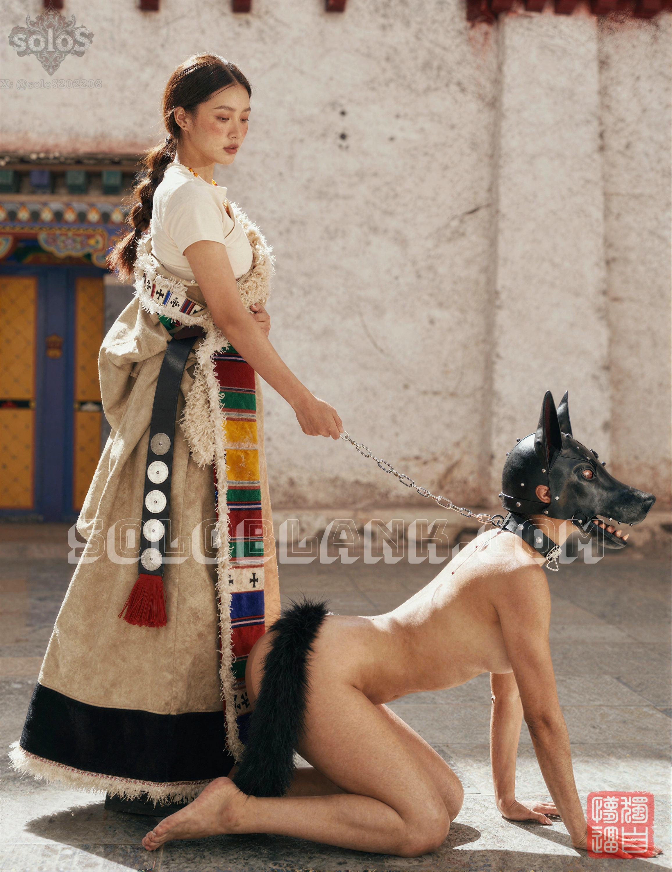 A Tibetan girl and her dog